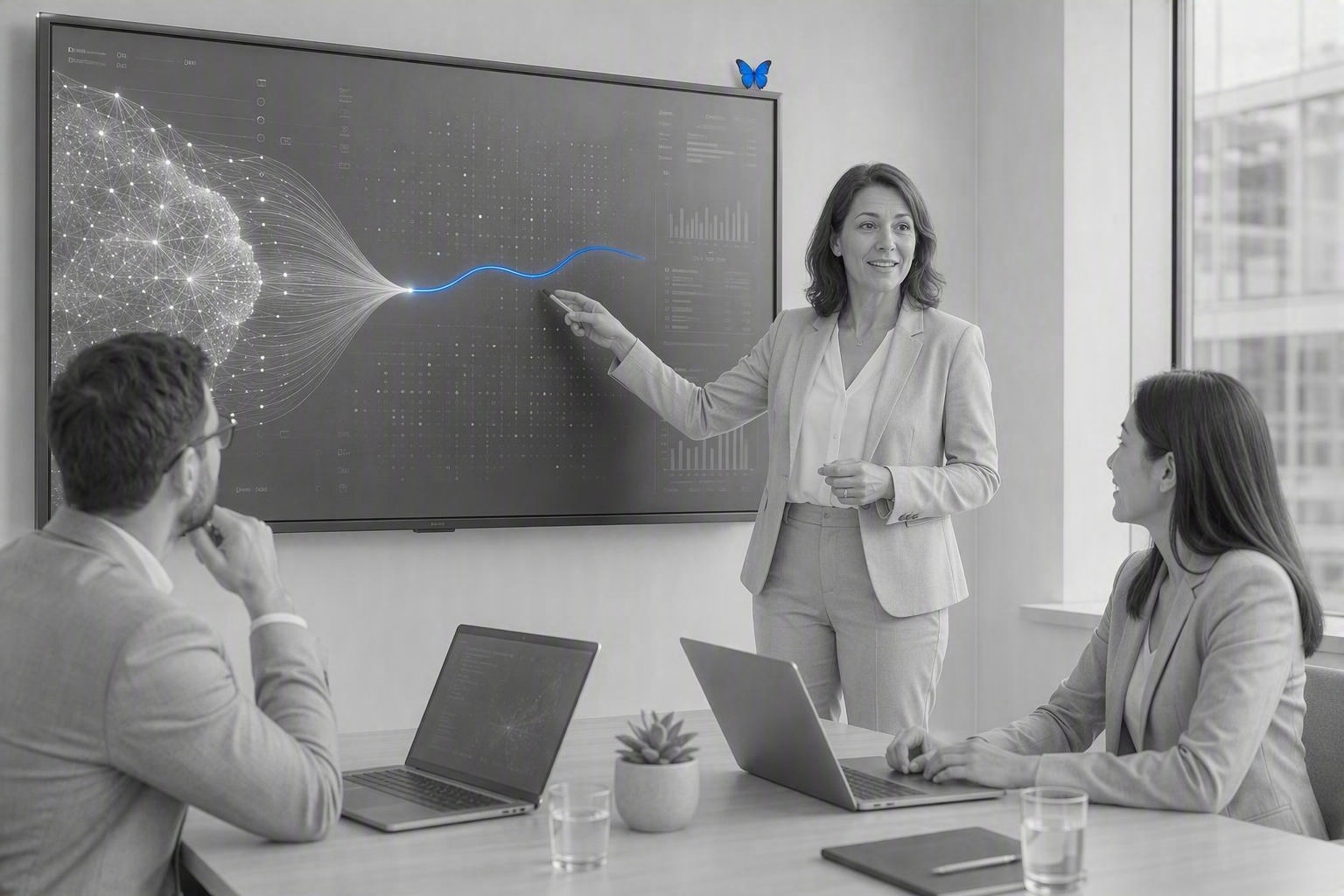 Walking through a data dashboard with a colleague