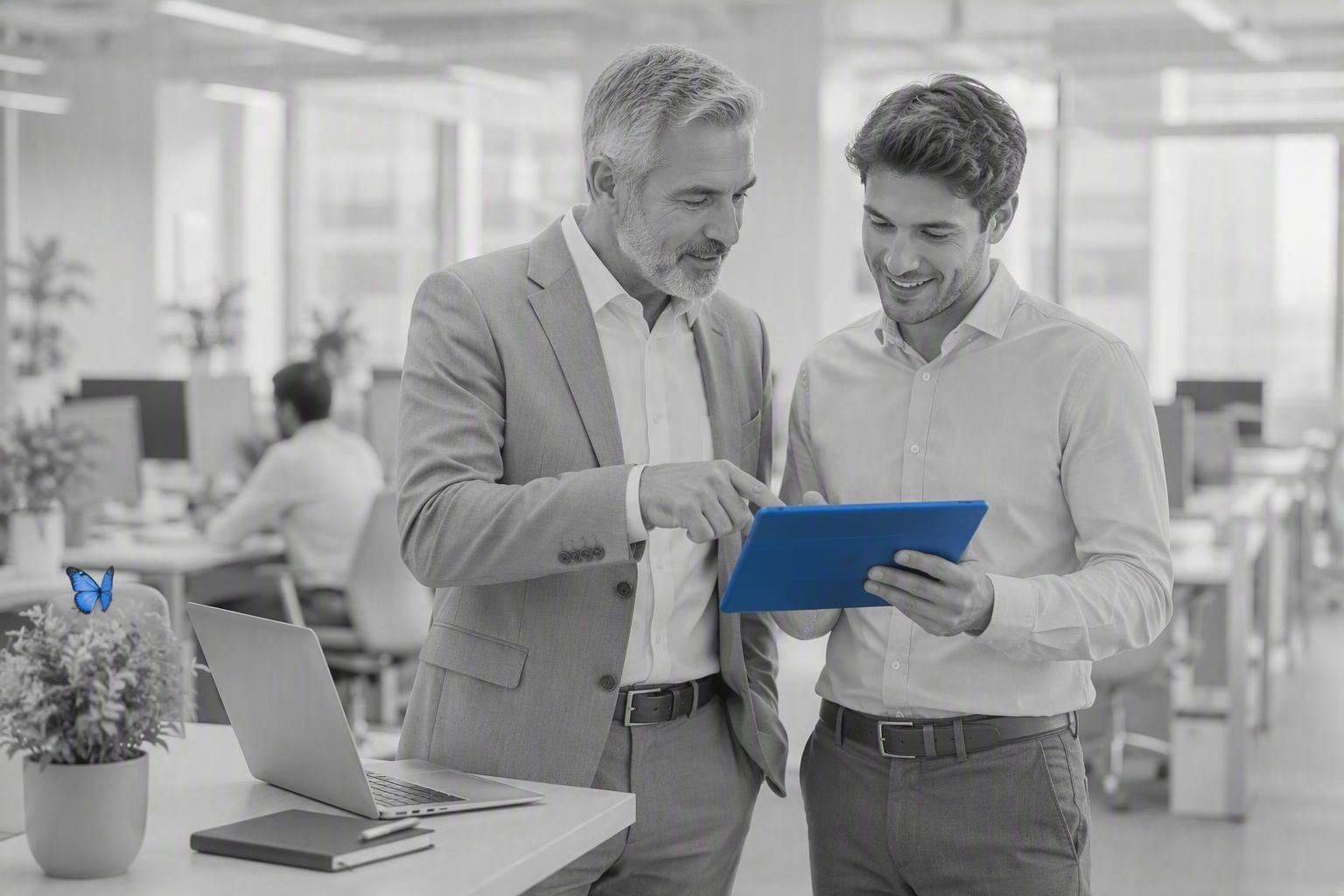 An open-plan mentoring conversation